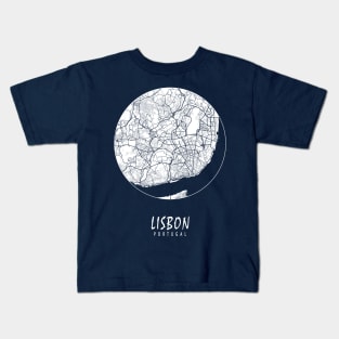 Lisbon, Portugal City Map - Full Moon Kids T-Shirt